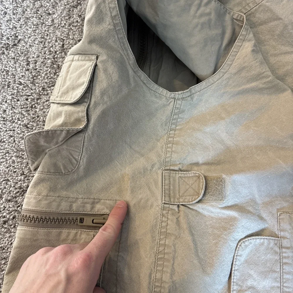 Banana Republic Vest Mens Large Khaki Safari Travel Utility Multi Pocket No Hood